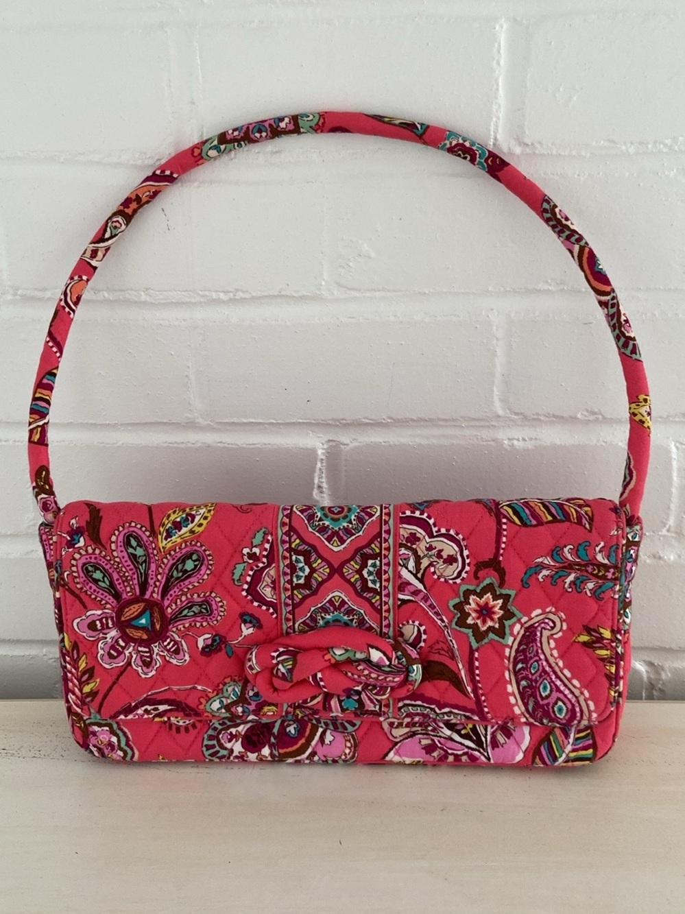 Vera Bradley Summer Pink Paisley Quilted Shoulder Bag